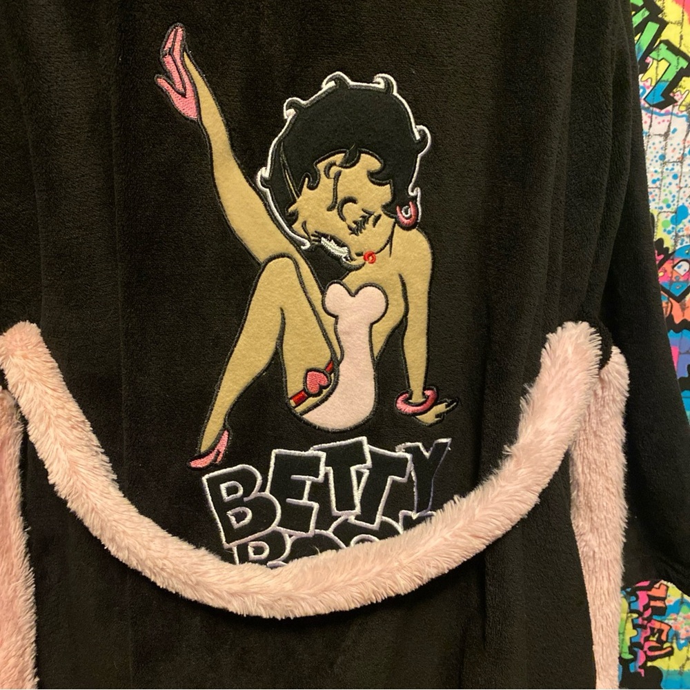 Black Betty Boop Bathrobe Women's Polyester Robe. One Size Fits Most